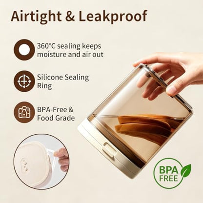 Airtight Food Storage Container with Magnetic Scoop & Built-in Leveler, 1200ML Coffee Storage Container with Date Tracker, BPA Free UV Blocking Food Container for Coffee Beans, Ground Coffee, Tea