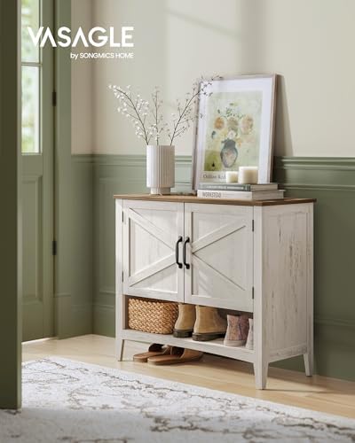 VASAGLE Shoe Storage Cabinet, 3‑Tier with Height‑Adjustable Shelves
