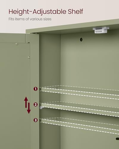 VASAGLE Bathroom Cabinet with Mirror, Wall-Mounted, 2 Mirrored Doors