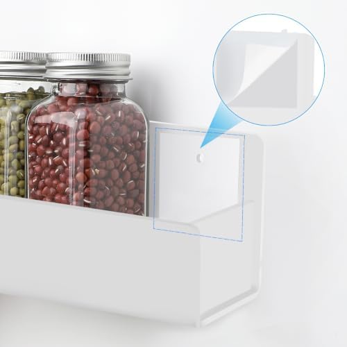 6 Inch Acrylic Spice Rack Wall Mount, White, 2 Pack