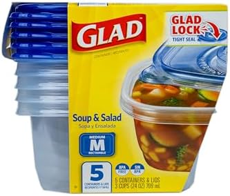 Glad GladWare Medium Rectangle Food Storage Containers, 24 Oz, 5 Ct, 6-Pk