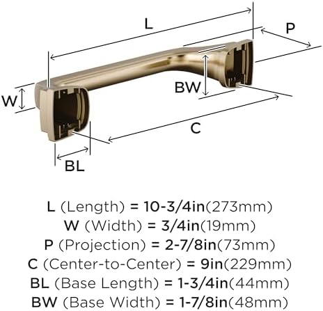 Amerock Revitalize Golden Champagne 9 inch (229 mm) Center-to-Center Towel Bar, BH36035BBZ