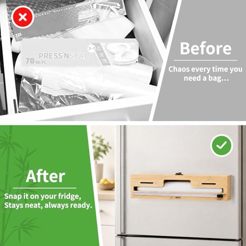 MSJGA Magnetic Plastic Wrap Dispenser with Cutter for Drawer & Refrigerator
