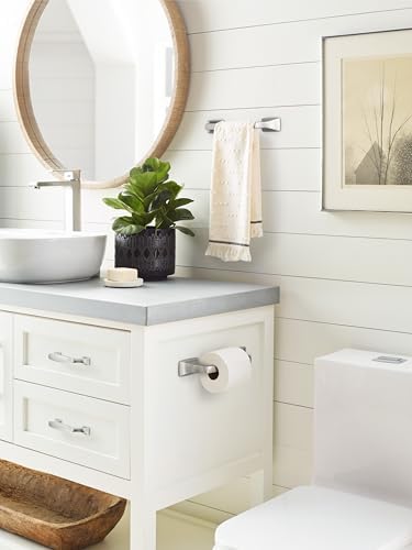 Amerock Highland Ridge Brushed Nickel 9 inch (229 mm) Center-to-Center Towel Bar, BH36015G10