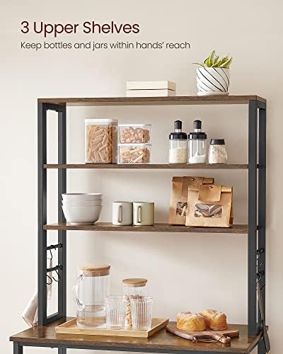 VASAGLE Coffee Bar, 31.5 Inches 6-Tier Baker's Rack with 6 Hooks