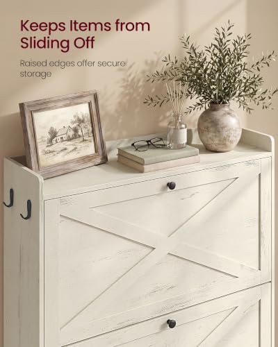 VASAGLE Narrow Shoe Storage Cabinet Organizer with 3 Flip Drawers