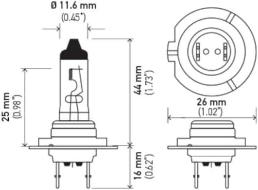 HELLA H7 Standard Halogen Bulb, 12 V, 55W (Pack of 2)