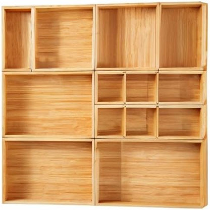 Fabsome Drawer Organizer, Small Wooden Container Tray
