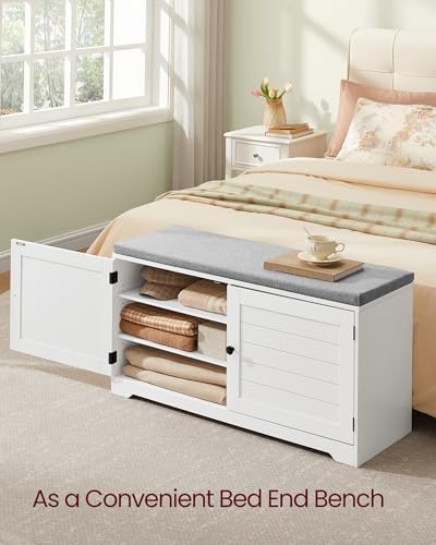 VASAGLE 3-Tier Shoe Storage Bench with Cushion, 14 x 39.8 x 20.7 Inches