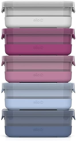Ello 3.7 Cup Plastic Meal Prep Containers, 10 Pc, 5 Pack, Elderberry