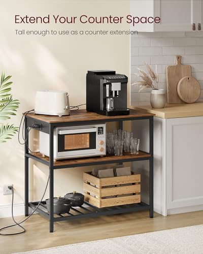 VASAGLE Kitchen Island with 3 Shelves, Storage Cabinet, Steel Structure