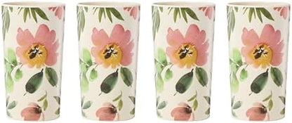 Oneida 24 Seven Floral Melamine Tumblers, 16oz, Set of 4