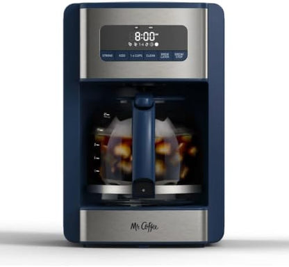 Mr. Coffee® 12 Cup Coffee Maker, Programmable Coffee Maker with Strong Brew and Iced Coffee Brew Settings, Small Batch Setting for 1 to 4 Cups, Abyss Blue