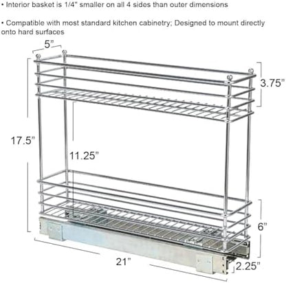 Household Essentials Chrome 2-Tier Sliding Cabinet Organizer, 5"