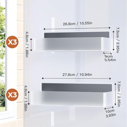 Mystozer Magnetic Spice Rack for Refrigerator Clear, 6 Pack