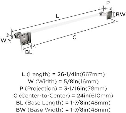 Amerock Glacio 24" Clear/Polished Nickel Towel Bar