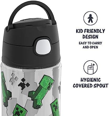 THERMOS FUNTAINER 16 Ounce Plastic Hydration Bottle with Spout, MINECRAFT (Pack of 6)