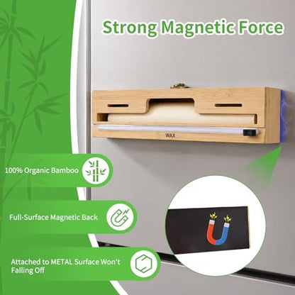 MSJGA Magnetic Plastic Wrap Dispenser with Cutter for Drawer & Refrigerator