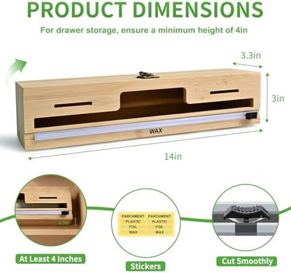 MSJGA Magnetic Plastic Wrap Dispenser with Cutter for Drawer & Refrigerator
