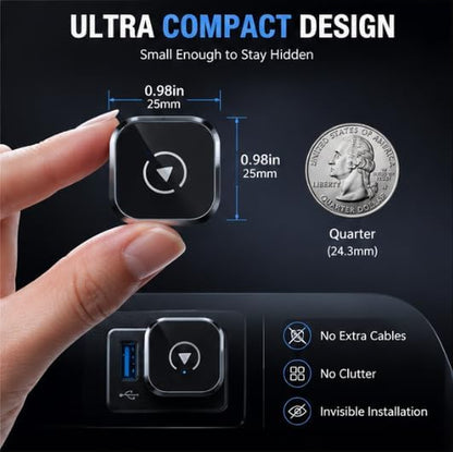 Wireless CarPlay Adapter for Nissan Rogue 2020-2021 SUV- Slim Mini USB Design with Type-C Extension for Stable Zero-Latency Connection