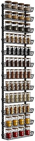 SWOMMOLY Wall Mount Spice Rack Organizer, 12-Tier Adjustable Dual-Use Shelf