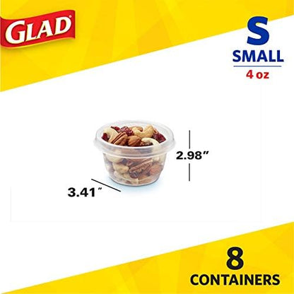 Glad GladWare Mini Round Food Storage Containers, 4 Oz, 8 Count