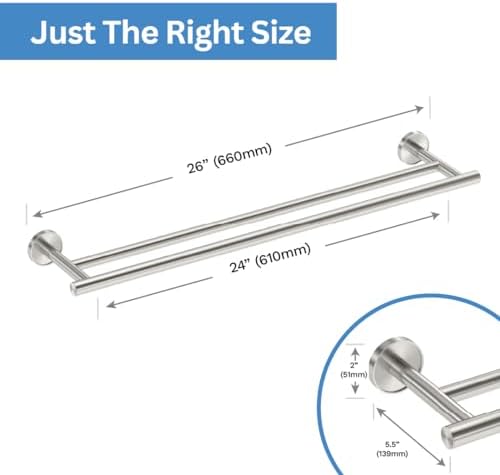 Gatco 5564 Sky Double Towel Bar, 24 Inch, Satin Nickel