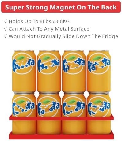 Magnetic Spice Rack For Refrigerator, Space Saving Magnetic Shelf For Fridge Red 4 Pack With Magnetic Paper Towel Holder