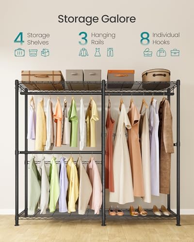 SONGMICS Closet Organizers and Storage, Clothes Rack with Shelves