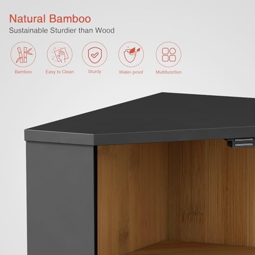 Goozii Corner Bread Box 2 Tier, Double Layer Black Breadbox for Countertop