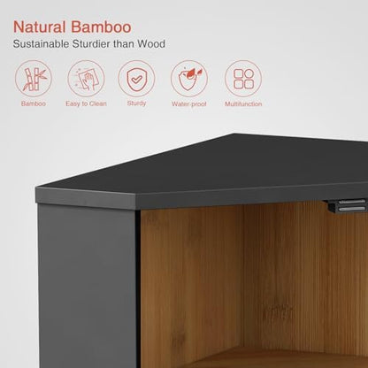 Goozii Corner Bread Box 2 Tier, Double Layer Black Breadbox for Countertop
