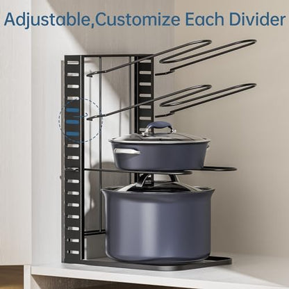 ORDORA Pots and Pans Organizer Under Cabinet 14.6", 8-Tier Adjustable Rack