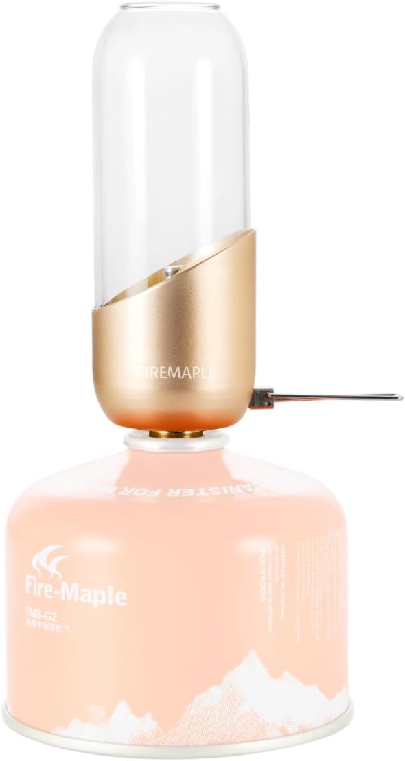 Fire-Maple Orange Camping Lantern Glass, Steel & Aluminum | Propane or Isobutane Fuel Canister Beautiful Lights | NO Mantles Needed | Propane Lanterns for Camping, Emergency Essential