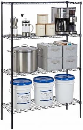 Honey-Can-Do 4-Tier Heavy Duty Extra-Wide Adjustable Shelving Unit, 350-lb Per Shelf Metal Storage Rack, Wire Shelf for Garage Workshop Basement, Black, 48 x 18 x 72 in