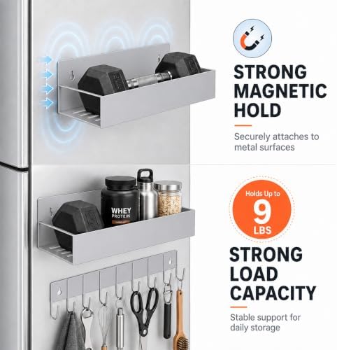 SMRCAD Metal Magnetic Spice Rack 4 Pack with Hook – Heavy-Duty