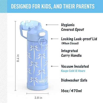 THERMOS FUNTAINER Water Bottle with Spout, 16oz, Blue Bows