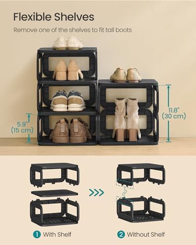 SONGMICS Shoe Rack, 12 Tiers, Narrow Open Shelf, Space-Saving