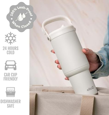 Ello Oasis Go+ 32oz Insulated Stainless Steel Tumbler with Straw, Mineral