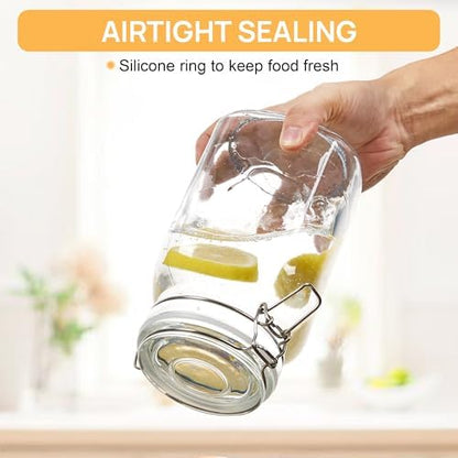CHEFSTORY 50oz Glass Food Storage Jars with Airtight Clamp Lids, 3 Pack