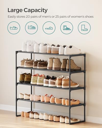 SONGMICS Shoe Rack, 4-Tier Shoe Organizer, Metal Storage Shelf