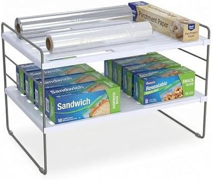 YAN & HIN Kitchen Cabinet Organizer, Expandable Kitchen Aluminum Foil and Plastic Wrap Organizers, Sandwich Storage Bags organizer, bottle storage bag under sink organizer for Pantry Organization