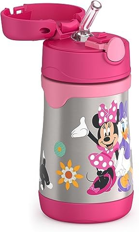 THERMOS Vacuum Insulated Stainless Steel 10oz Straw Bottle, MINNIE MOUSE (Pack of 3)