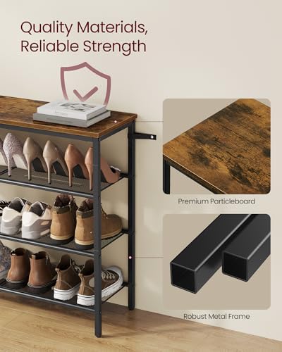 VASAGLE 5-Tier Shoe Rack, 18-24 Pairs, Metal Mesh