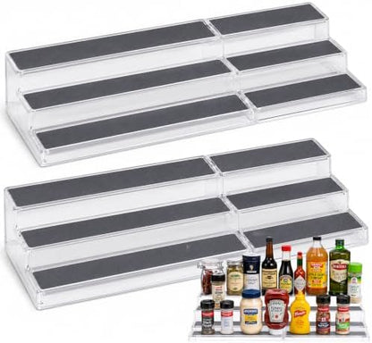 Oizeir 3-Tier Expandable Spice Rack Organizer for Cabinet, Clear