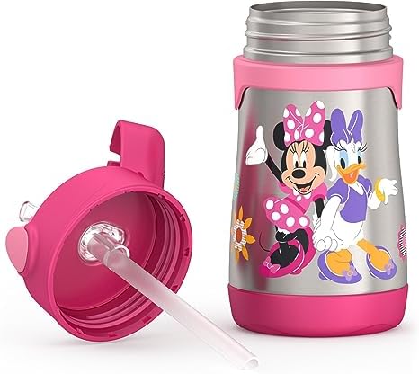 THERMOS Vacuum Insulated Stainless Steel 10oz Straw Bottle, MINNIE MOUSE (Pack of 3)