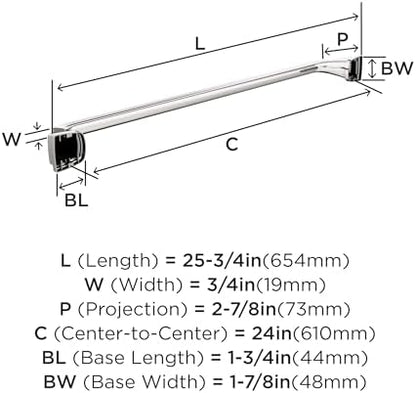 Amerock Revitalize Polished Nickel 24 inch (610 mm) Center-to-Center Towel Bar, BH36034PN