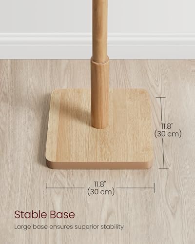 VASAGLE Solid Wood Coat Rack, Free Standing, 8 Hooks, 3 Height Options