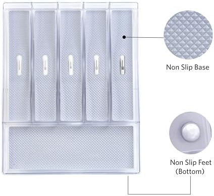 Glad Silverware & Utensil Drawer Organizer - Divided Clear Plastic Storage Tray with 6 Compartments for Kitchen Flatware and Cutlery - BPA Free, Food Safe, Non Slip, 12x15 inches