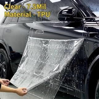 TPU Paint Protection Film PPF, Self-Healing Car Clear Bra with UV Resistance, 7.5MIL,Anti-Corrosion & Hydrophobic Coating, Anti-Oxidation, Gloss Enhancement. (59.8inchX39inch)