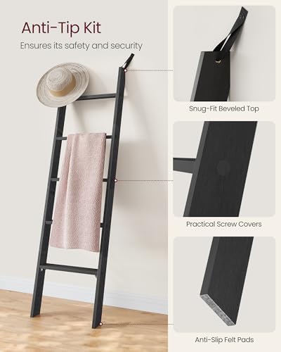 VASAGLE 5-Tier Blanket Ladder, Farmhouse Ladder Shelf